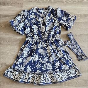 Joie Navy and White Patterned Dress